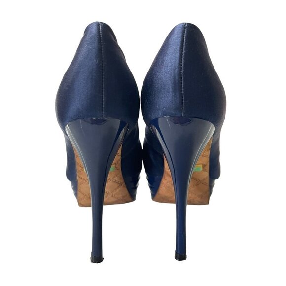 L.A.M.B. Gwen Stefani Womens Project Blue Satin Leather Platform Pump Heels 6.5 - Picture 7 of 12